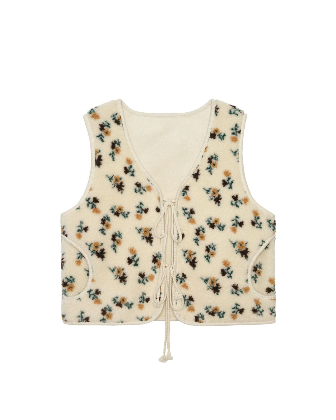 Retro Floral Front Ribbon Boa Vest　VT016