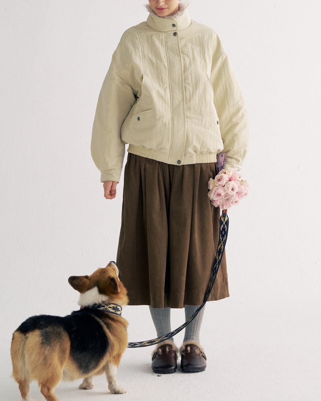 Detachable Fur Collar Quilted Jacket　JK078