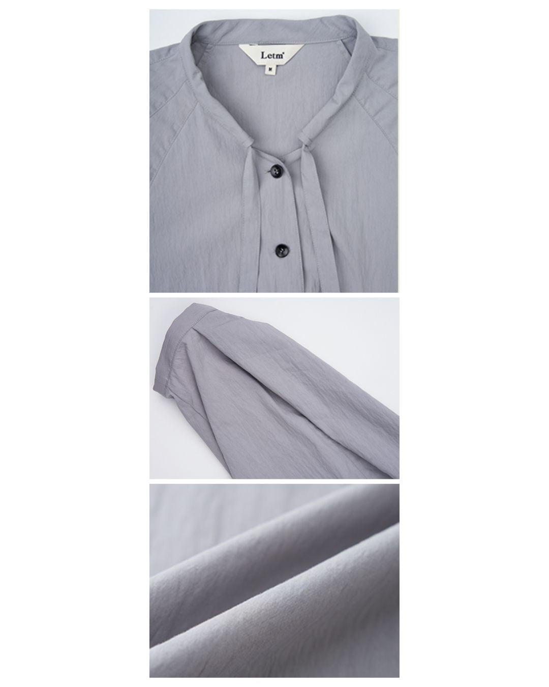 Pleated Raglan Bow Tie Shirt　LS021