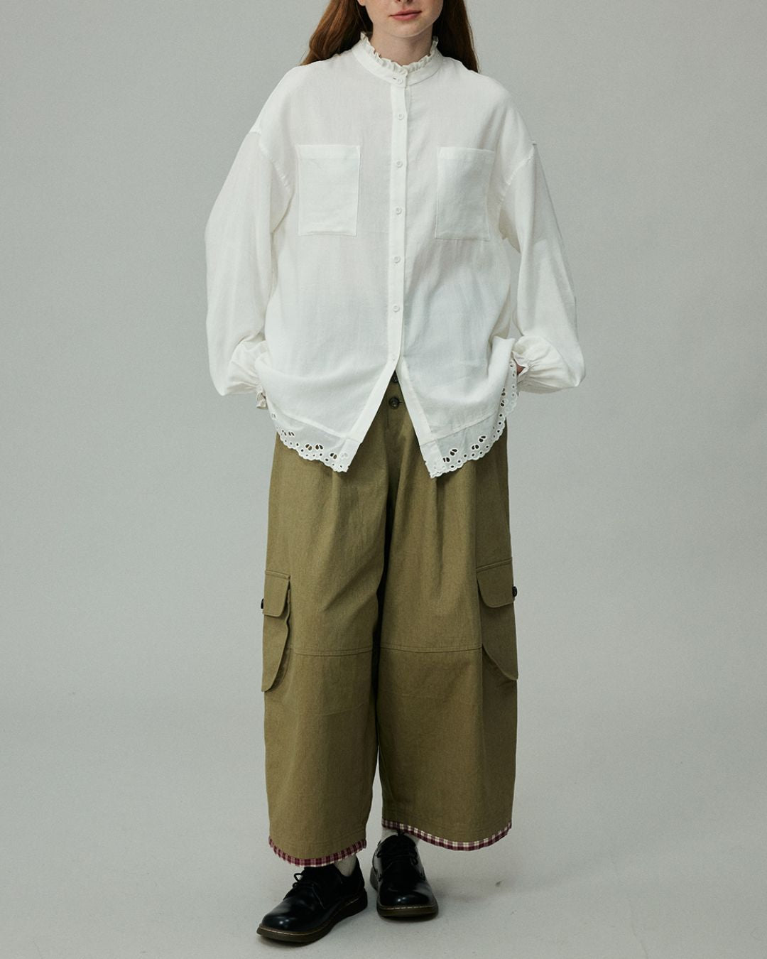 Stand Collar Frill Shirt　LS001