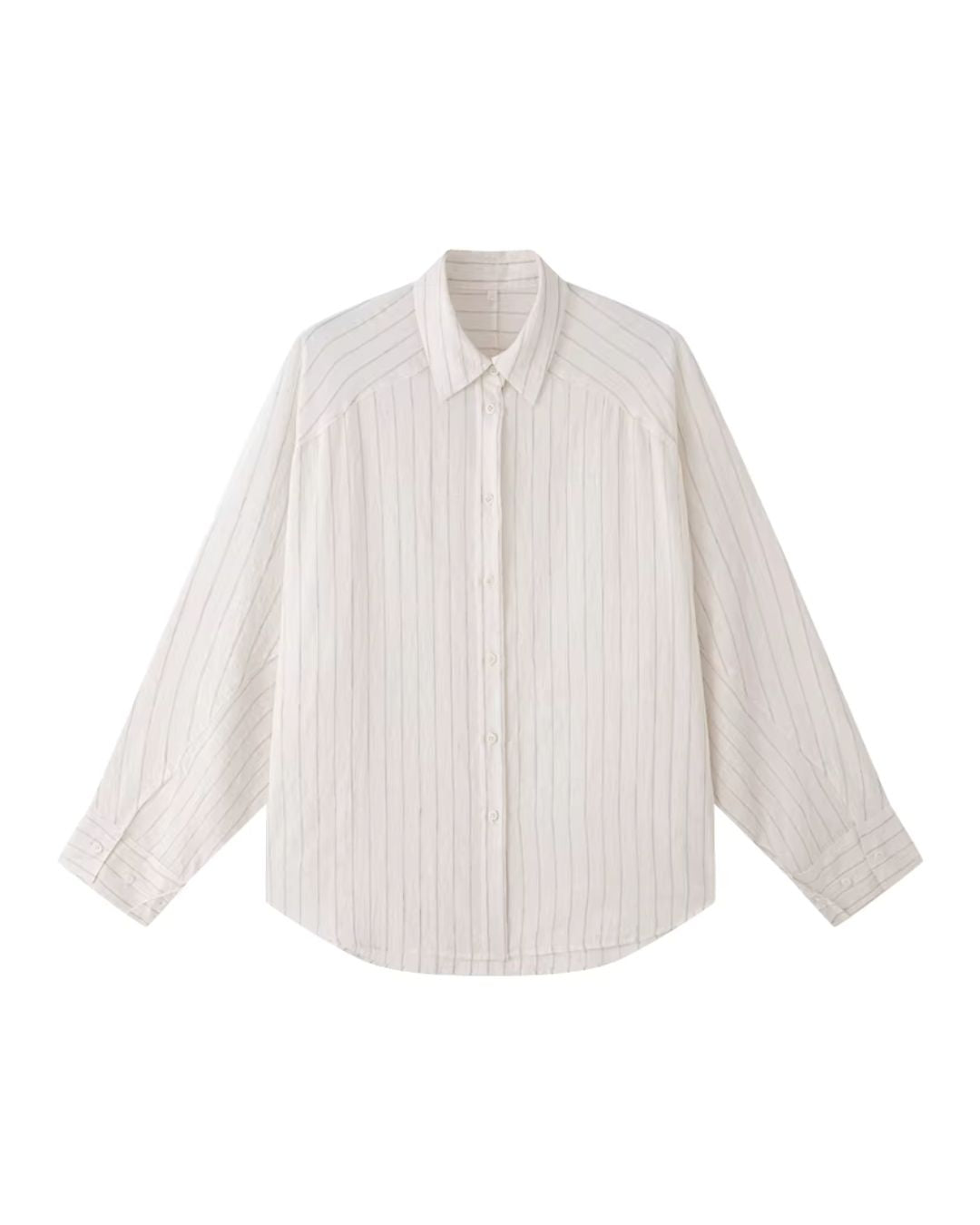 Linen Blend Oversized Striped Shirt　LS064
