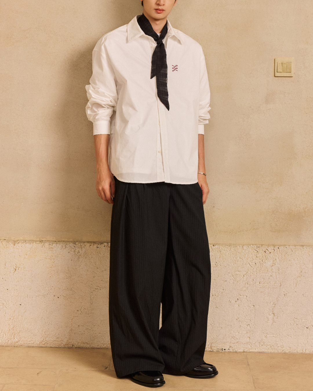 Chest Embroidered Casual Collar Shirt　LS047