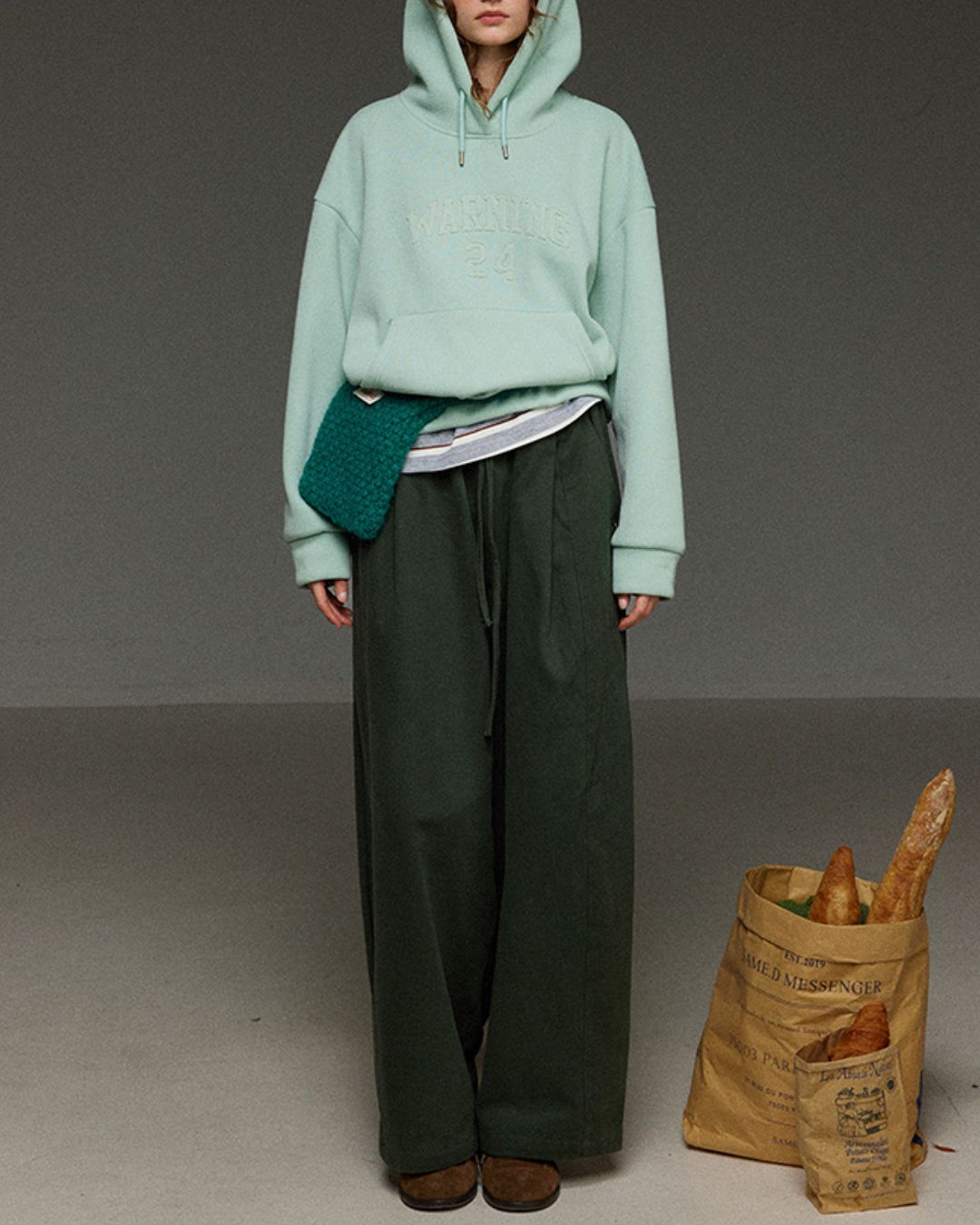 Drawstring Tuck Wide Denim Pants　DP011