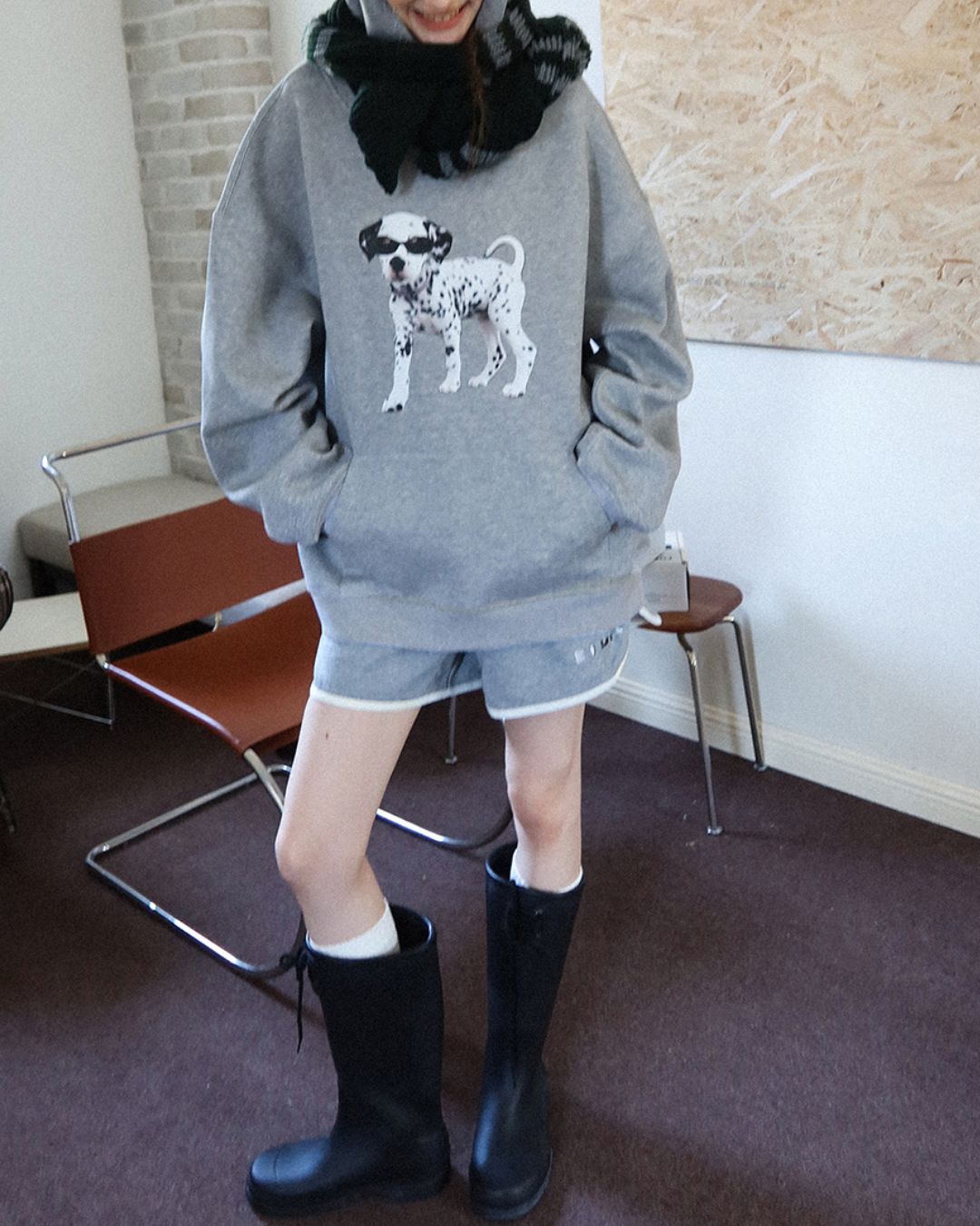 Dalmatian Print Oversized Hoodie　HD002
