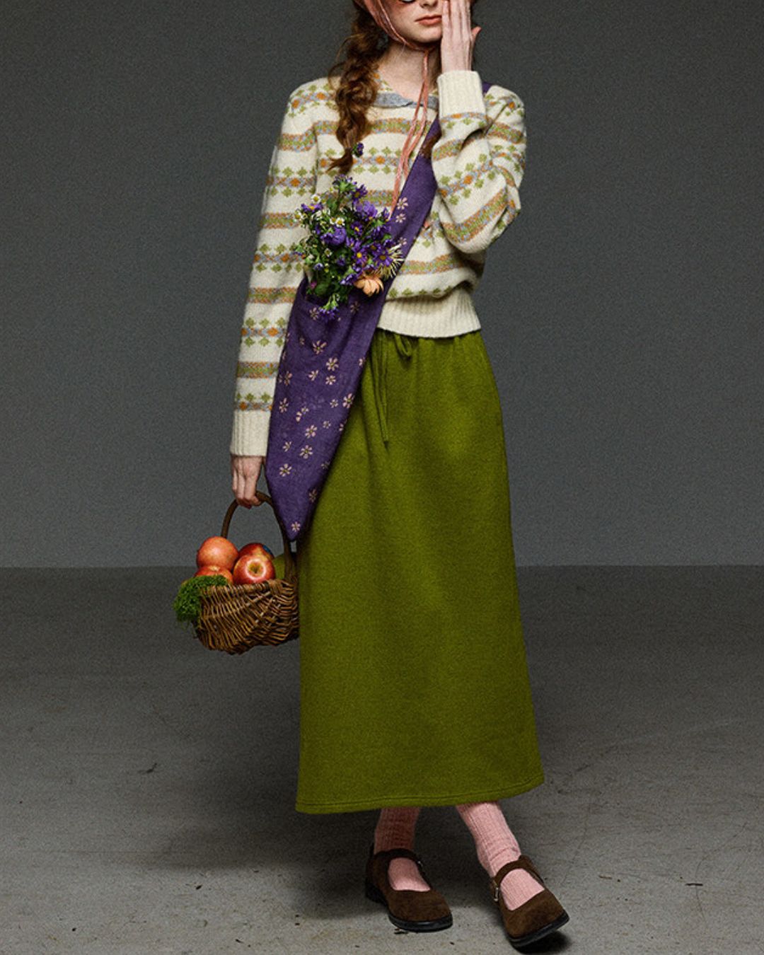 Retro Border Peter Pan Collar Jacquard Sweater　KN106