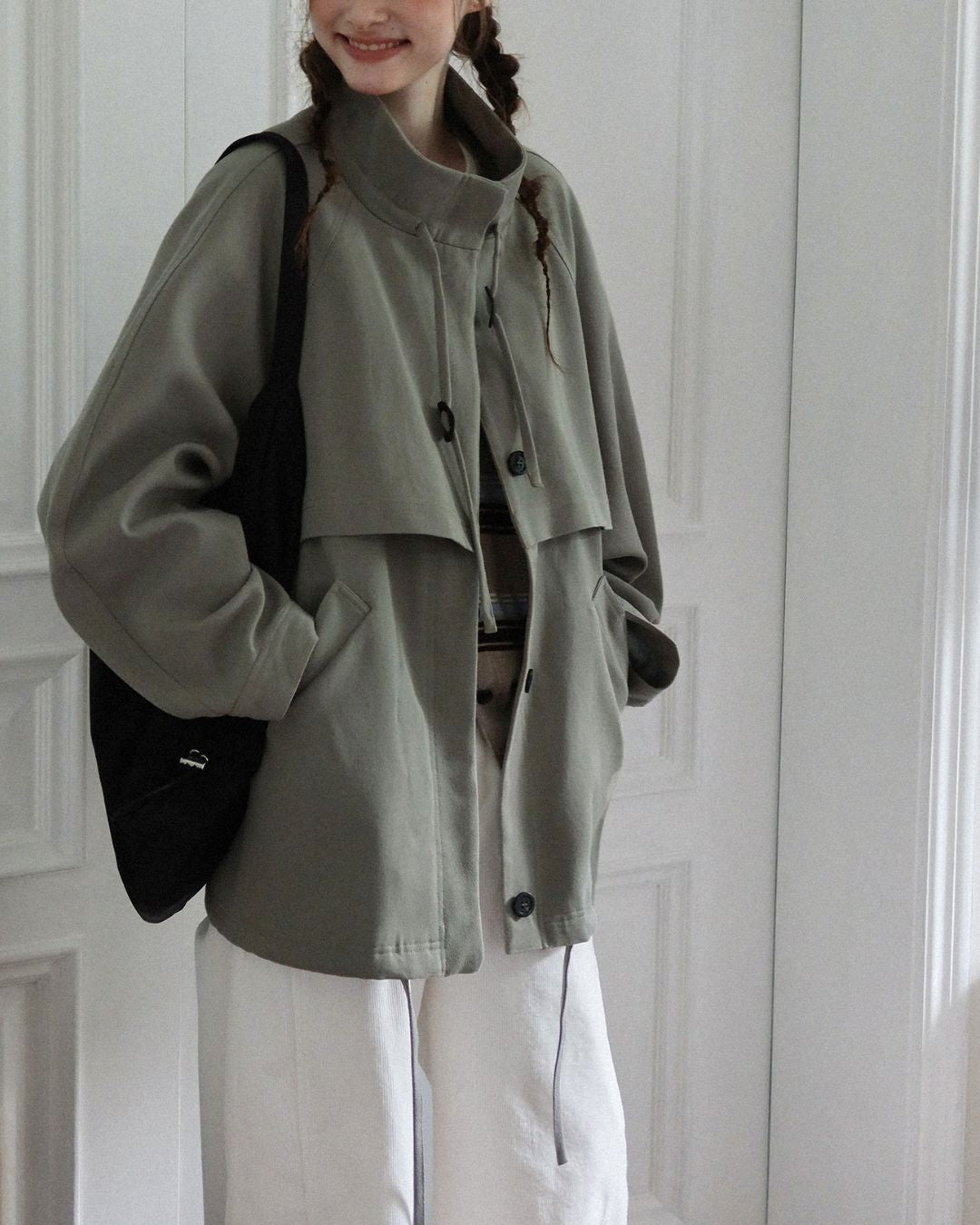 Stand Collar Drawstring Jacket　JK018