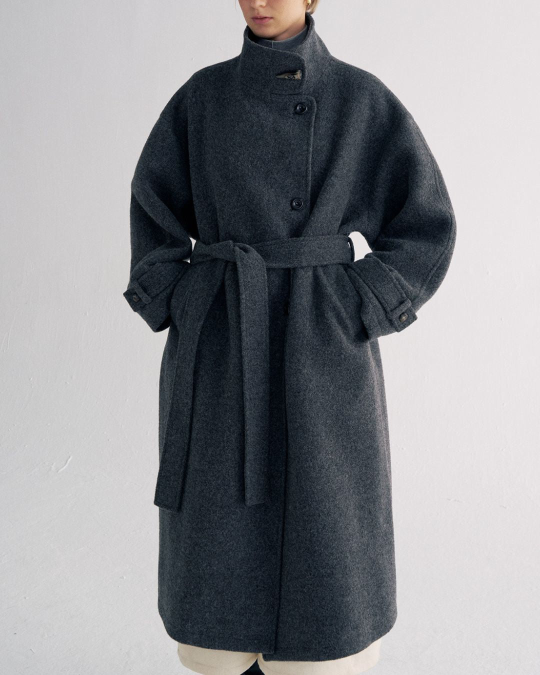 Stand-collar Wool Long Coat　CT029