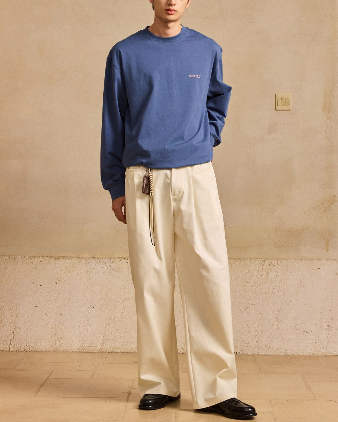Rope ＆ Leather Tag Tuck Wide Pants　PT033
