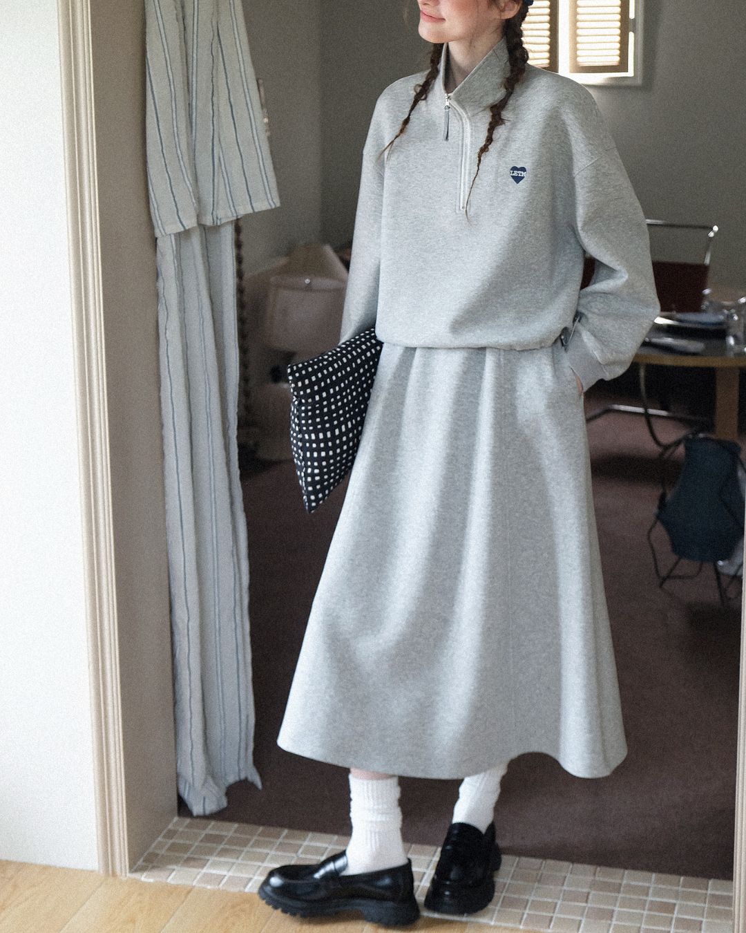 Heart Half-zip Sweat & Skirt　SW004