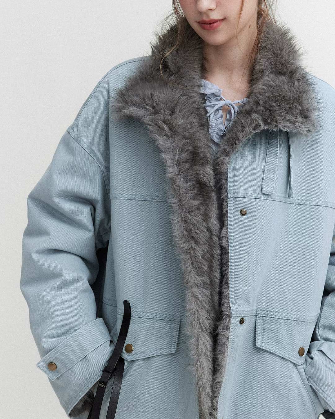 Vintage Fur-lined Denim Jacket　JK081