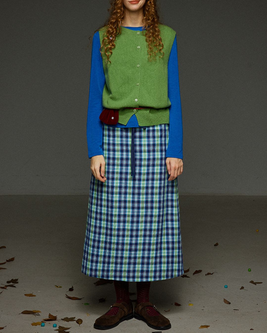 Retro Knit Front Button Vest　KN034