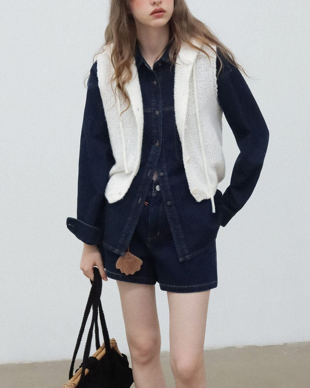 Loop Yarn Hooded Knit Vest　KN025