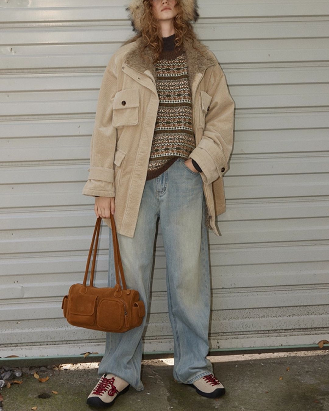 Fur-lined Corduroy Work Jacket　JK045