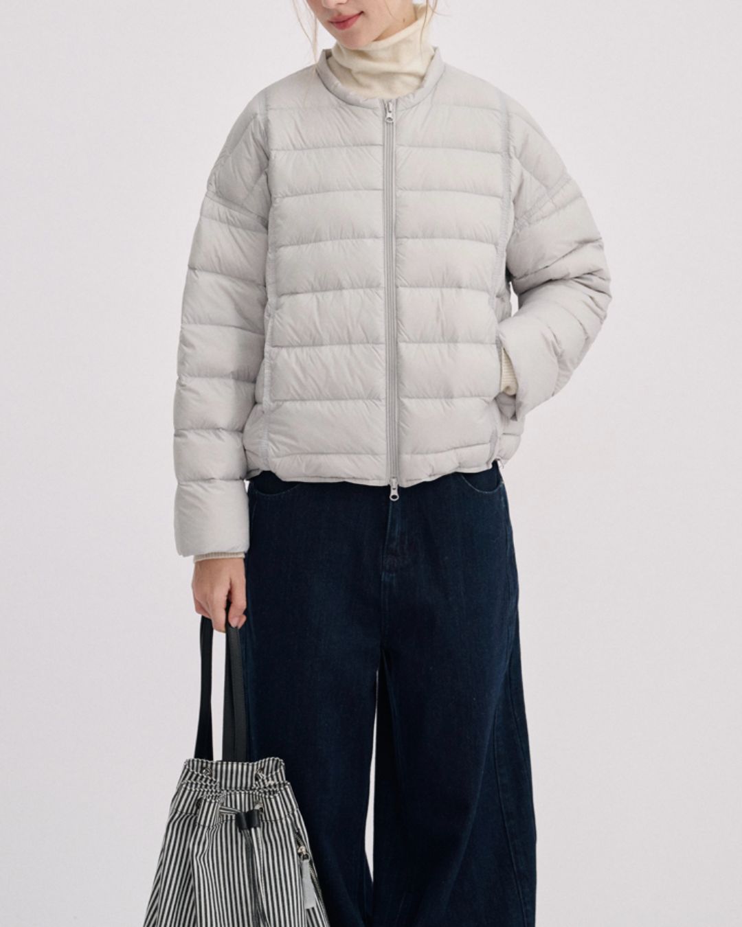 No-collar Drop Shoulder Down Jacket　JK068