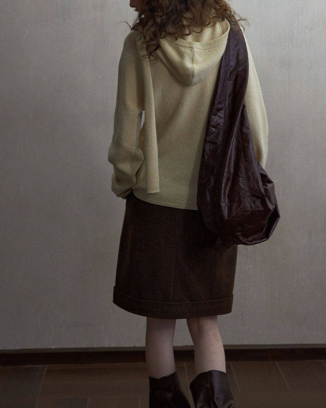 Basic Yak Wool Knit Hooded Scarf　HG001