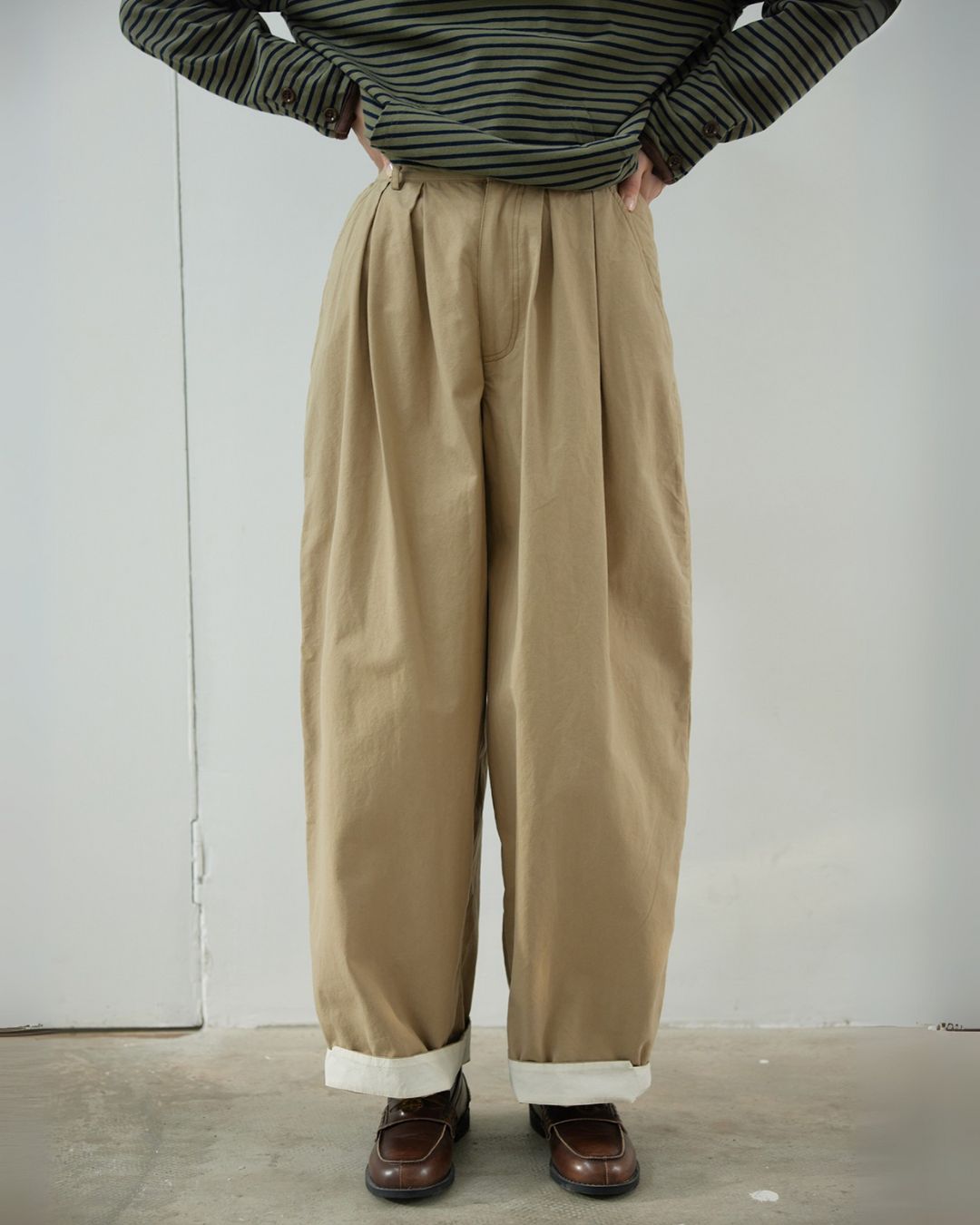 Casual Wide Tuck Pants　PT013