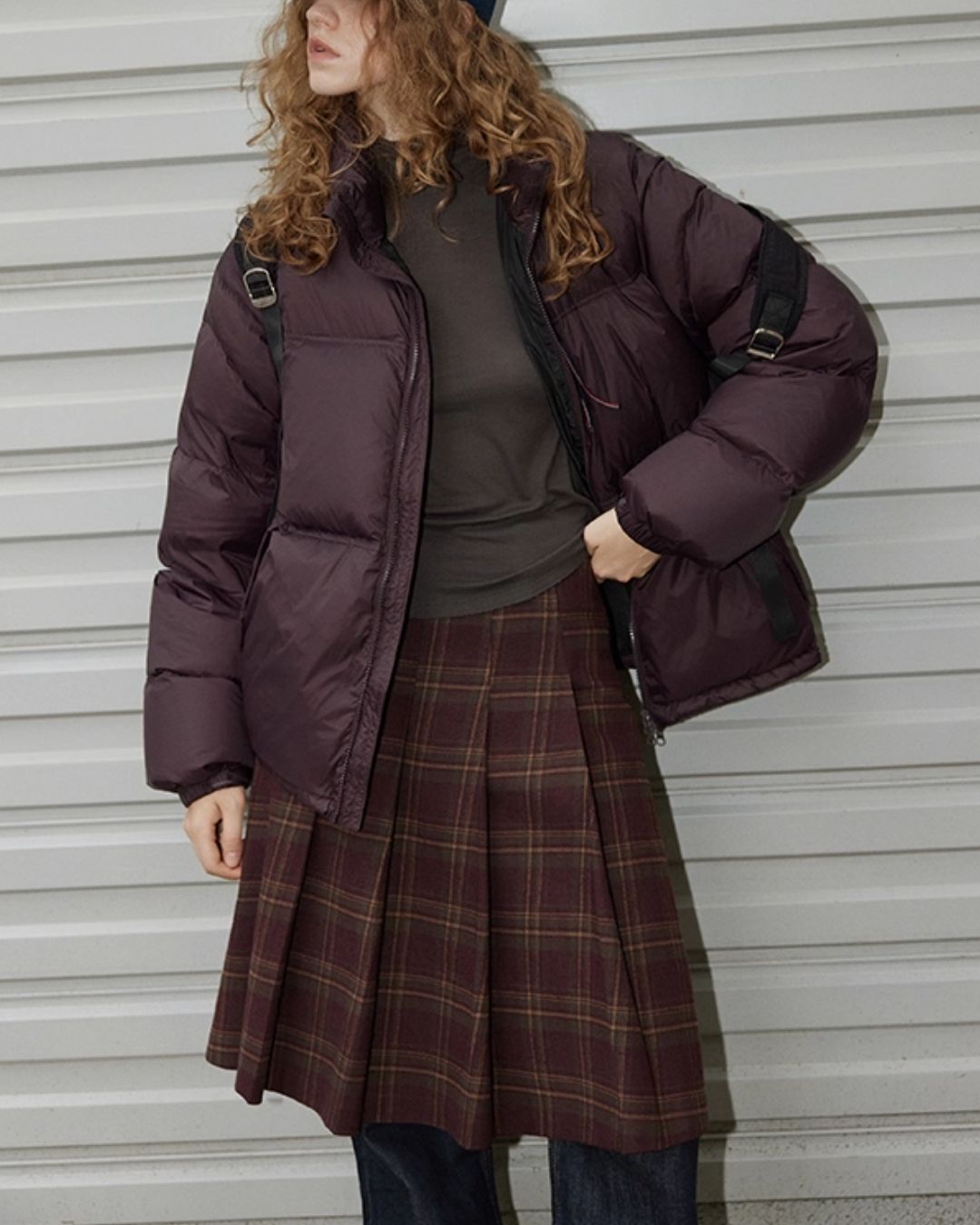 Retro Pleated Check Skirt　SK010