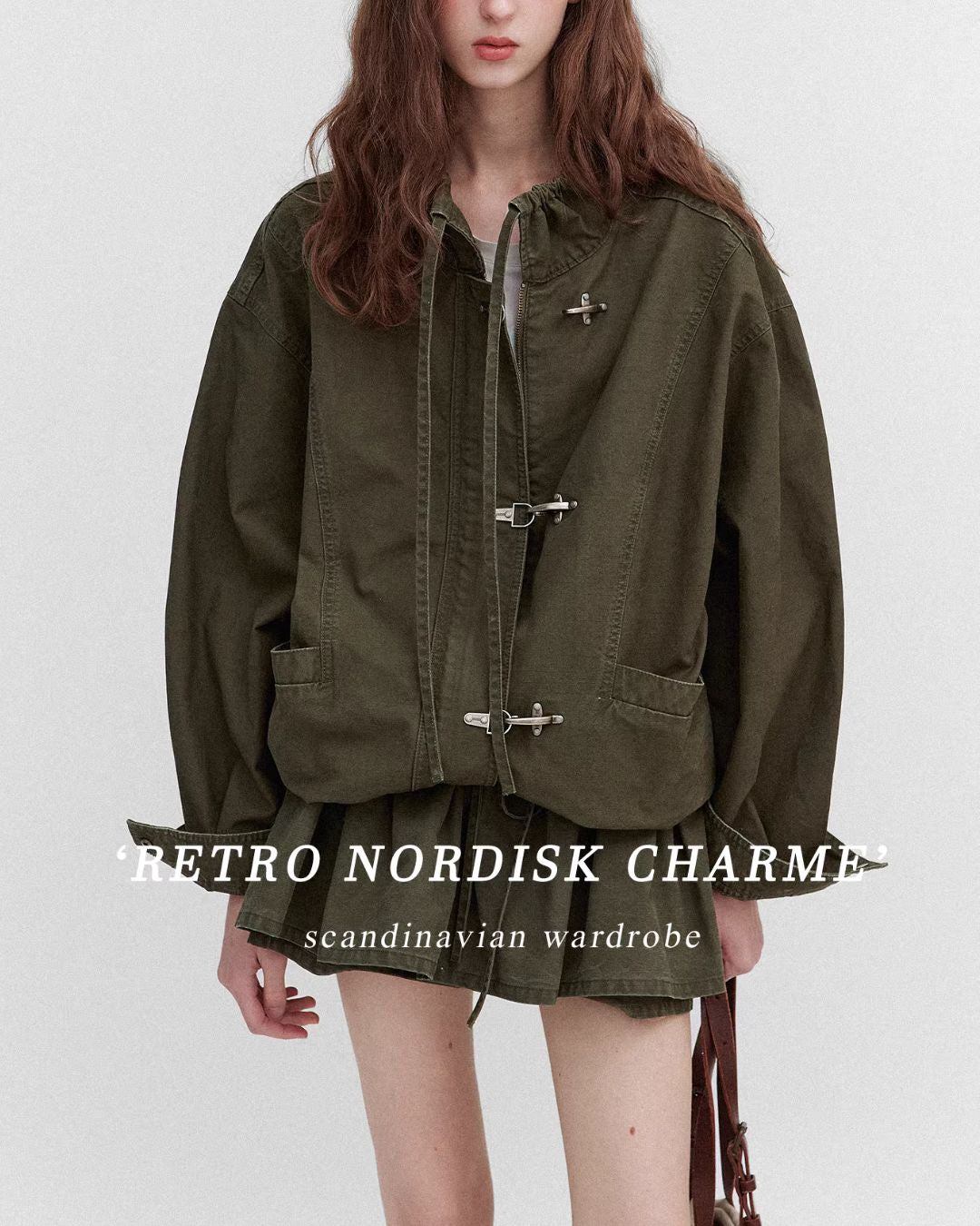 Vintage Metal Button Denim Jacket & Gathered Shorts　JK090