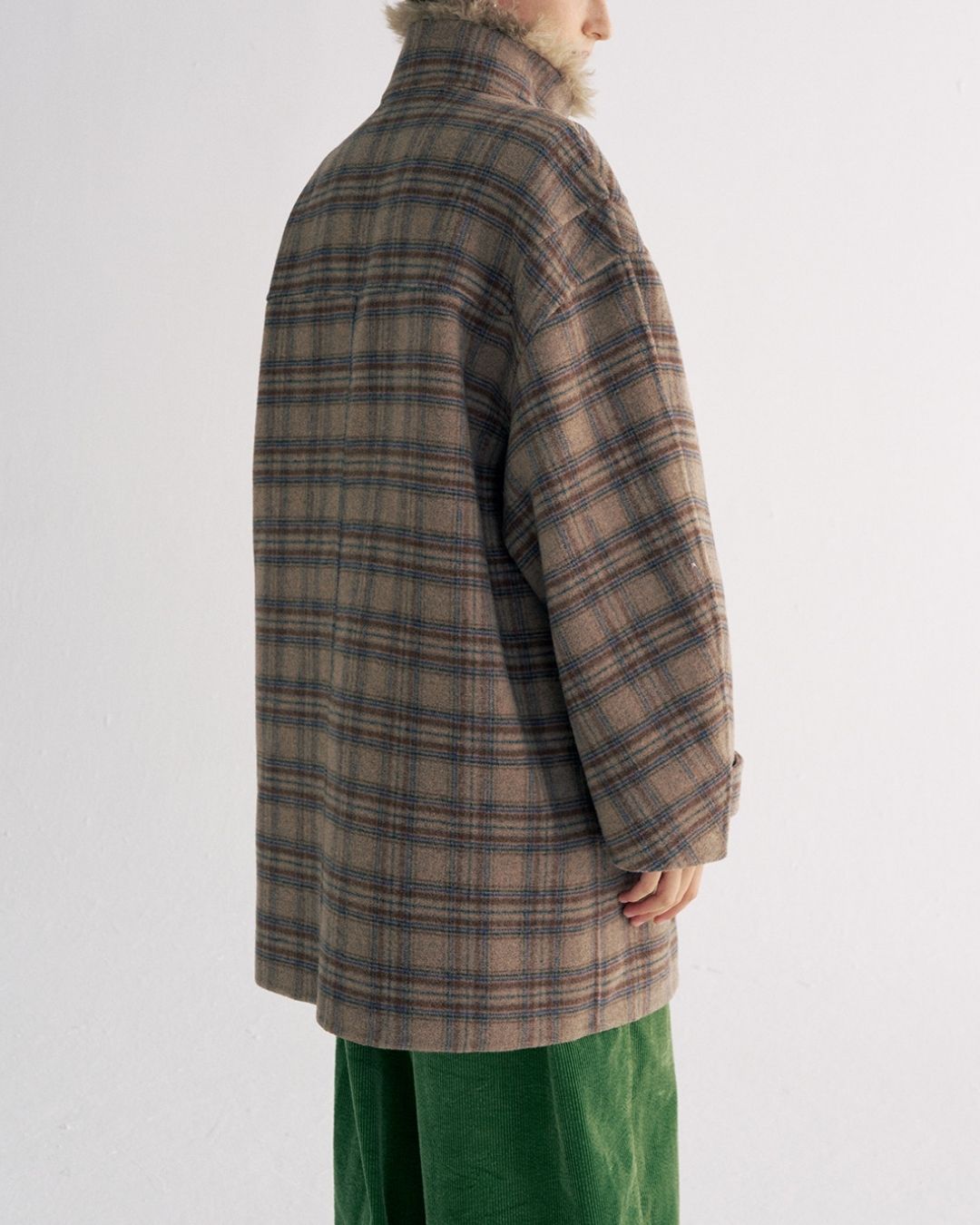 Stand Collar Duffle Check Coat　CT031