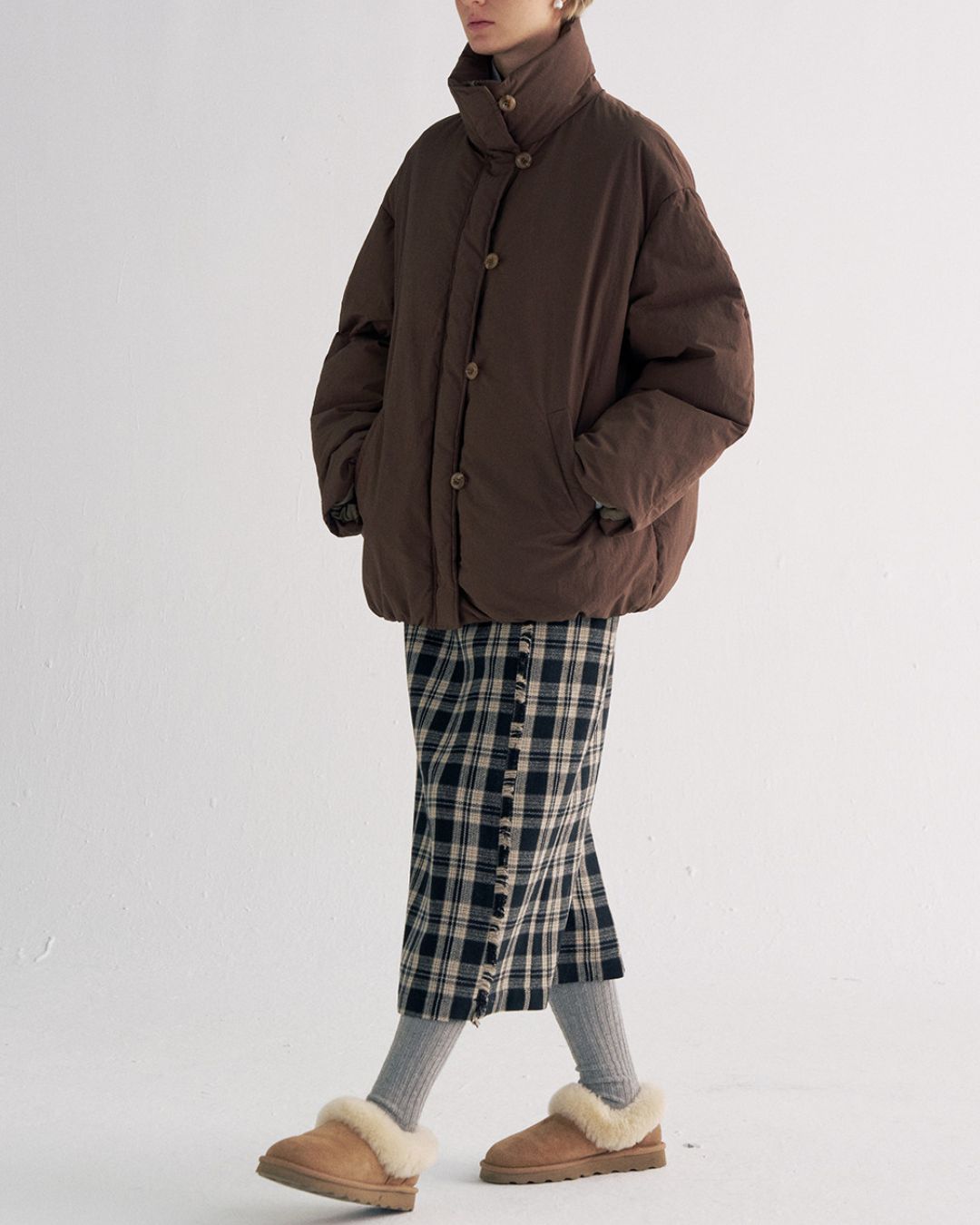 White Duck Down Gathered Jacket　JK079