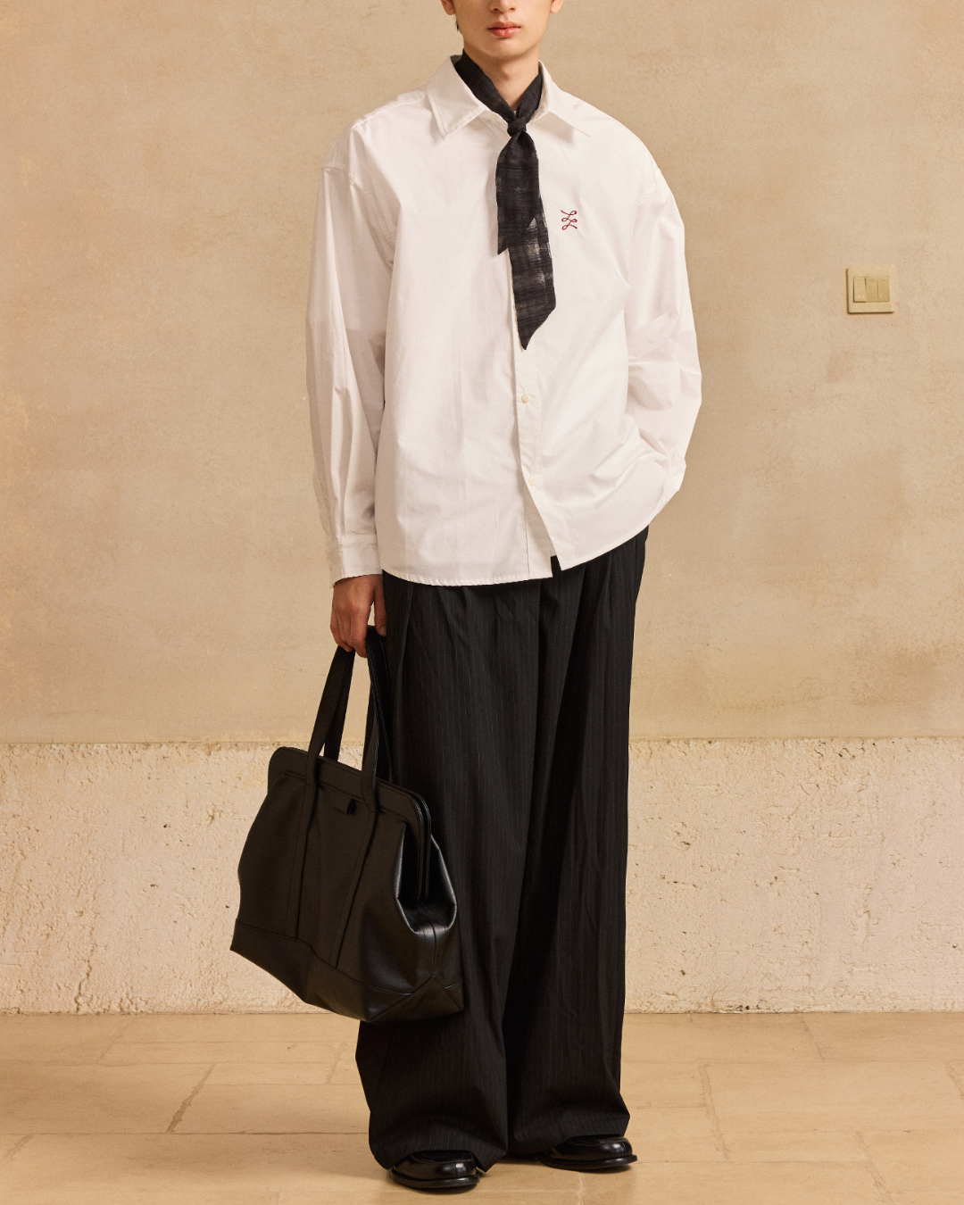 Chest Embroidered Casual Collar Shirt　LS047