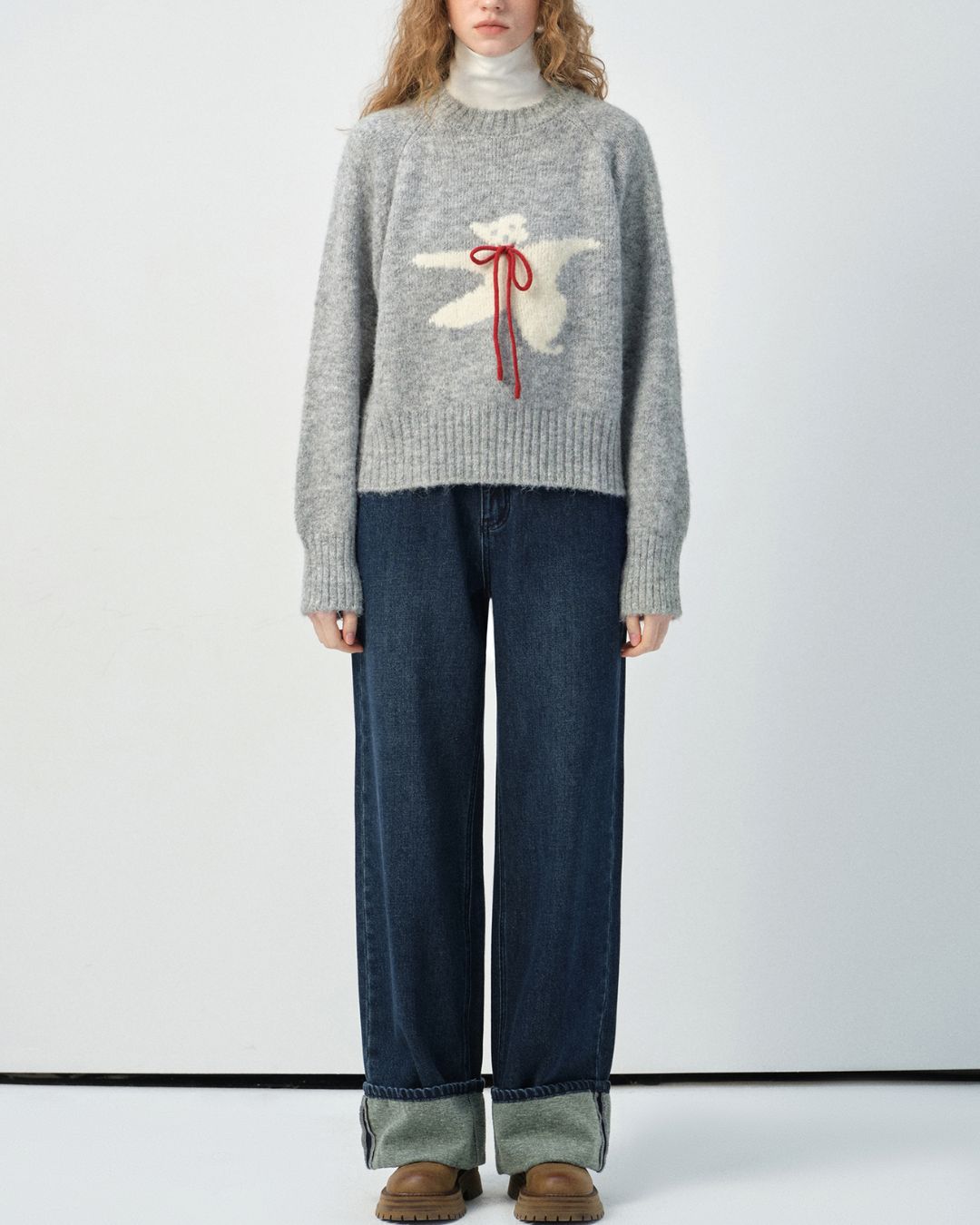 Bow Tie Bear Wool Sweater　KN040