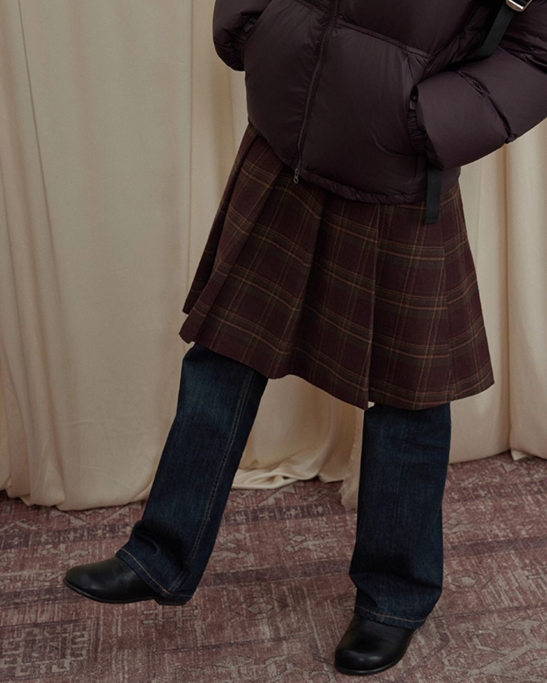 Retro Pleated Check Skirt　SK010