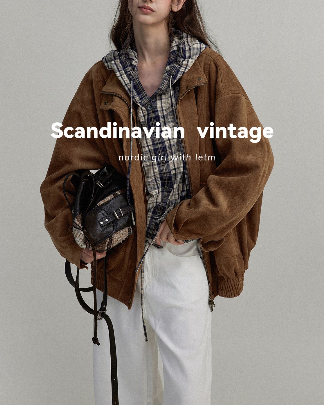 Hooded Drawstring Checked Shirt　LS018