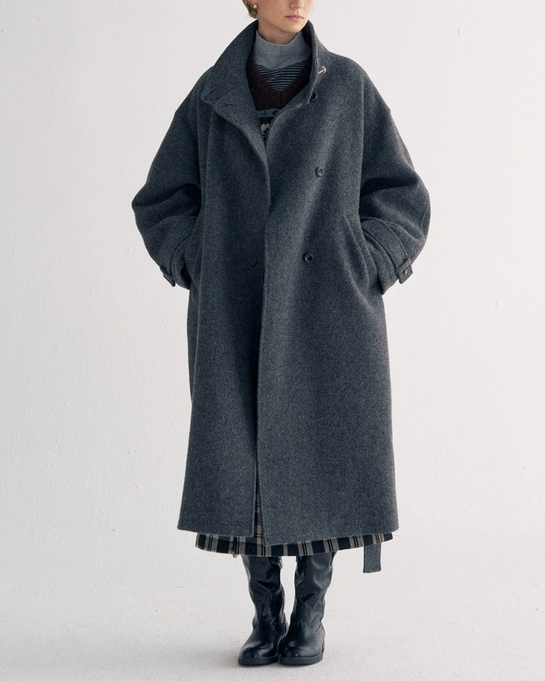Stand-collar Wool Long Coat　CT029