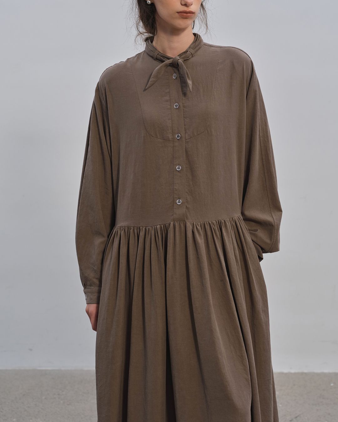 Gathered Long Shirt Dress　OP003