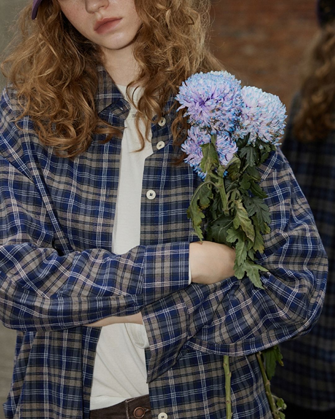 Oversized Checked Cotton Shirt　LS034