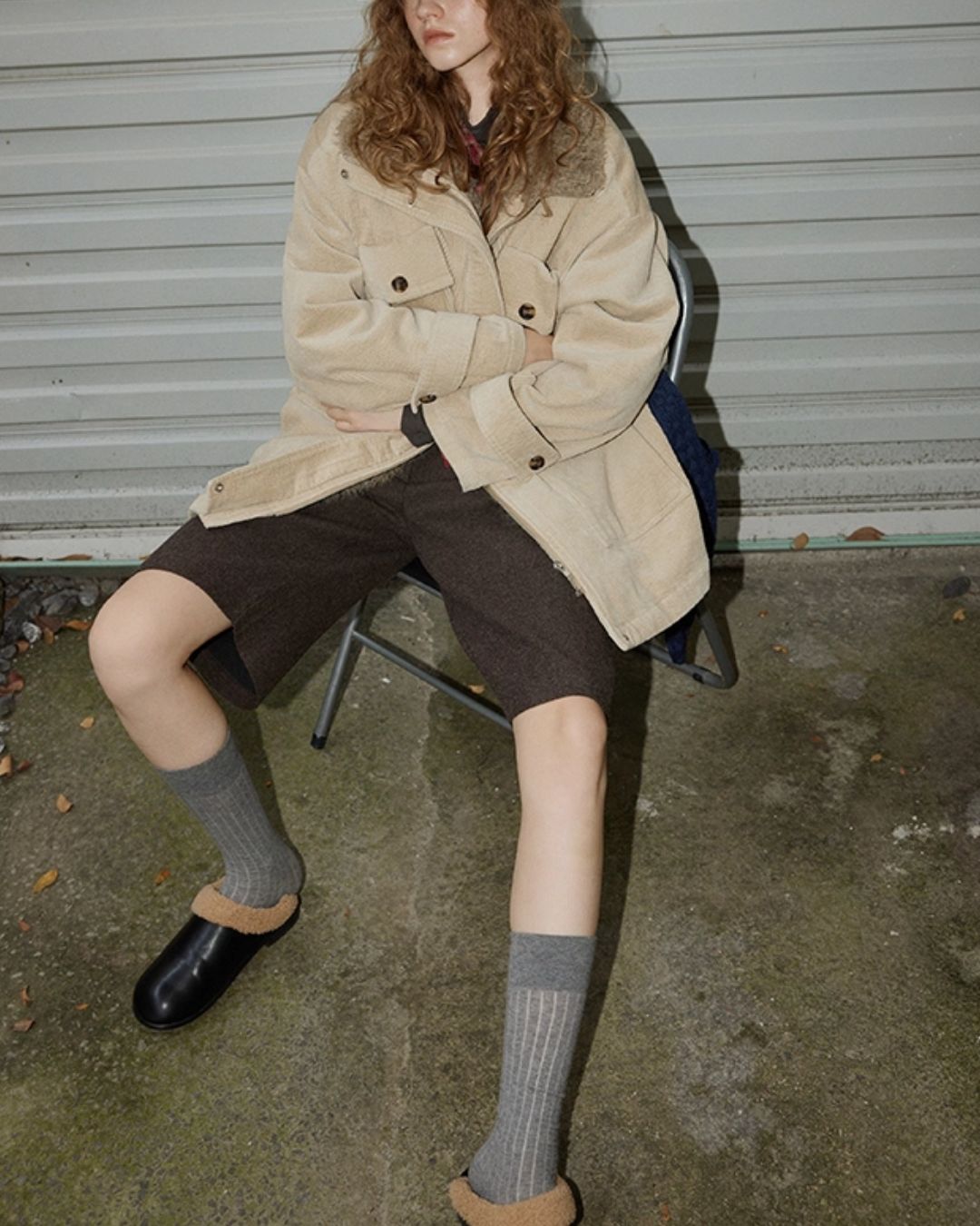 Fur-lined Corduroy Work Jacket　JK045