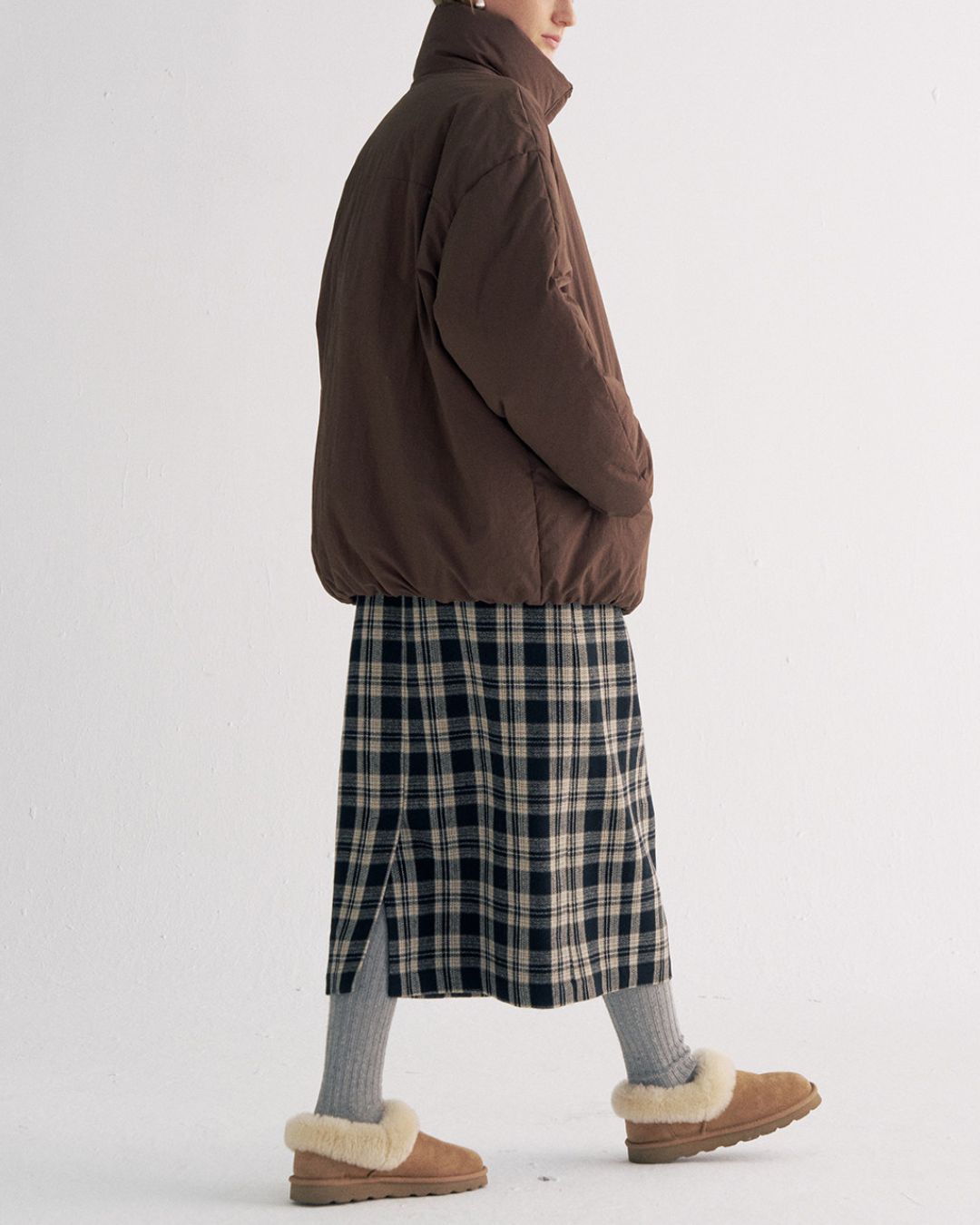 White Duck Down Gathered Jacket　JK079