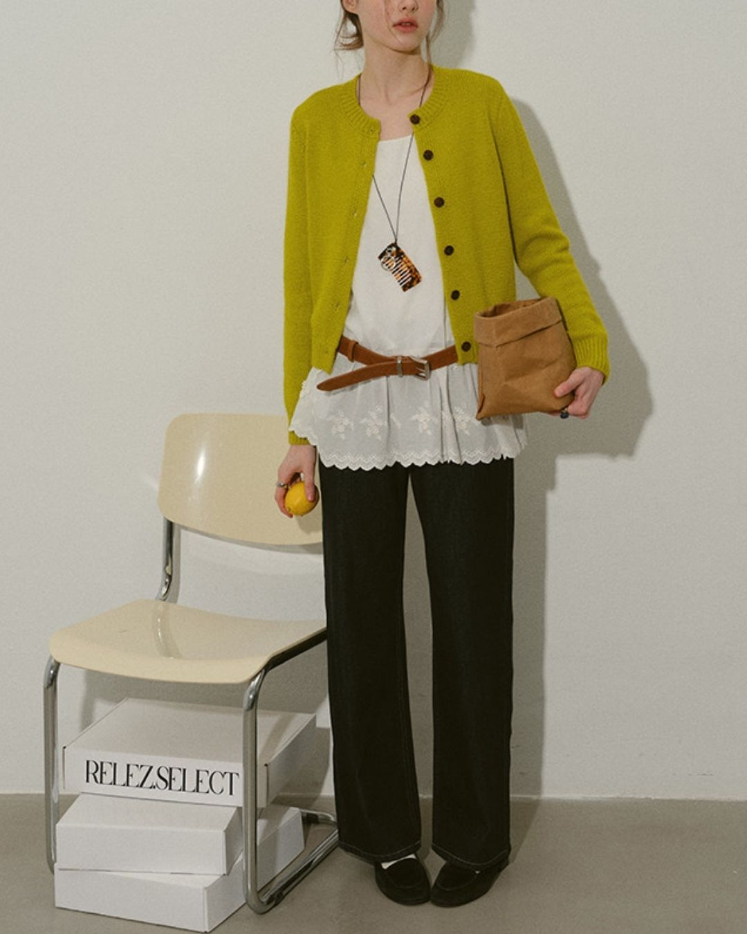 Round Neck Retro Fluffy Knit Cardigan　KN115