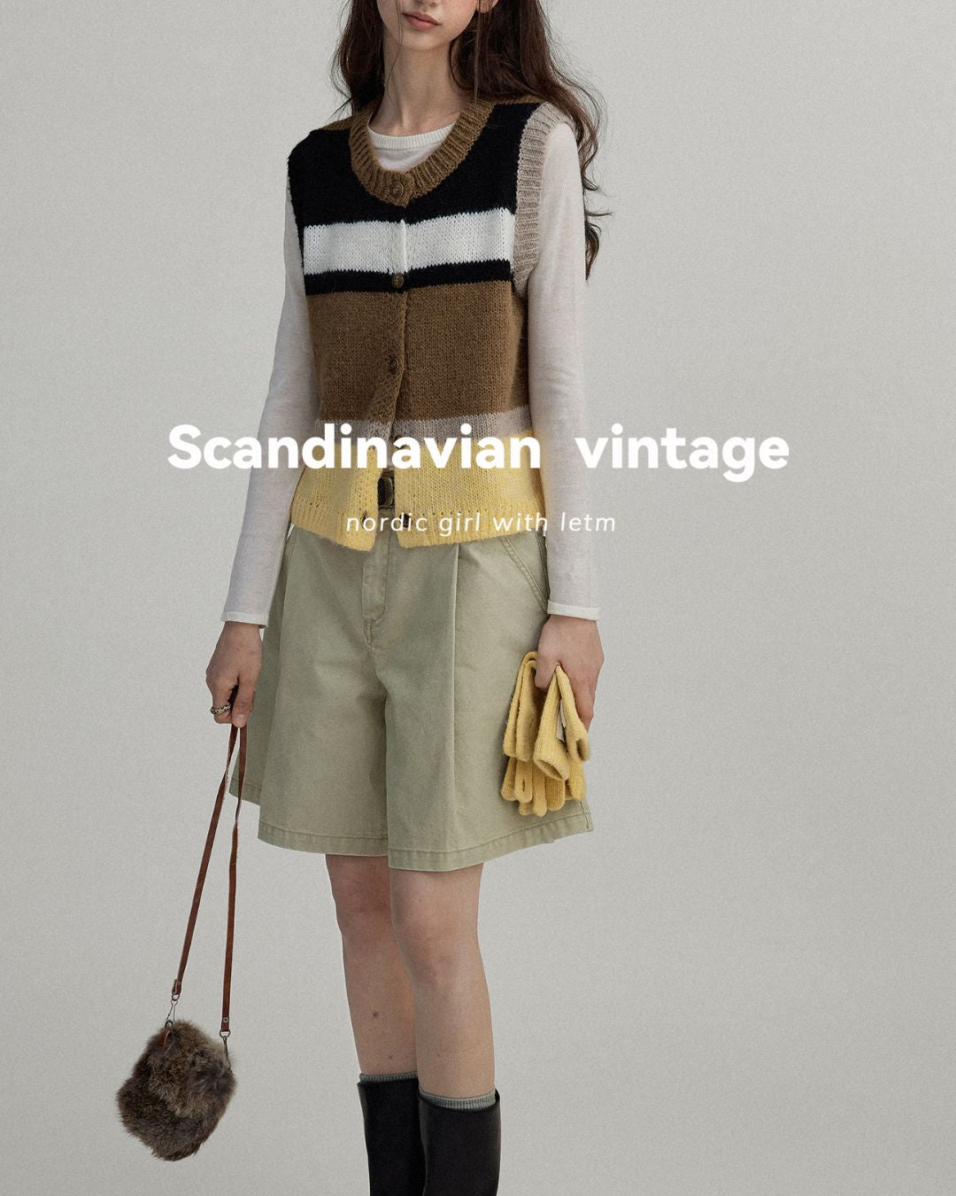 Contrast Color Knit Vest　KN019