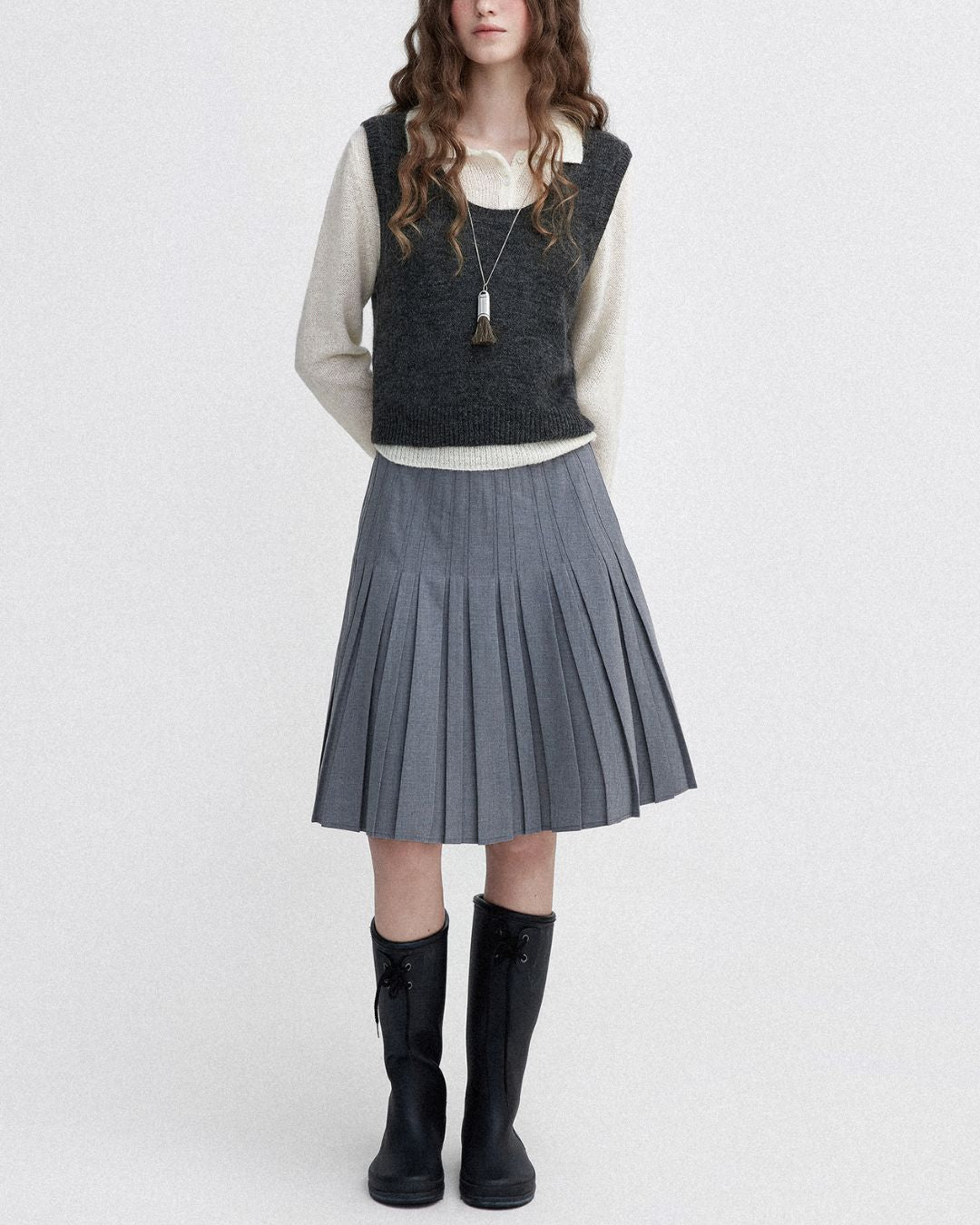 Soft Polo Knit ＆ U-neck Vest　KN023