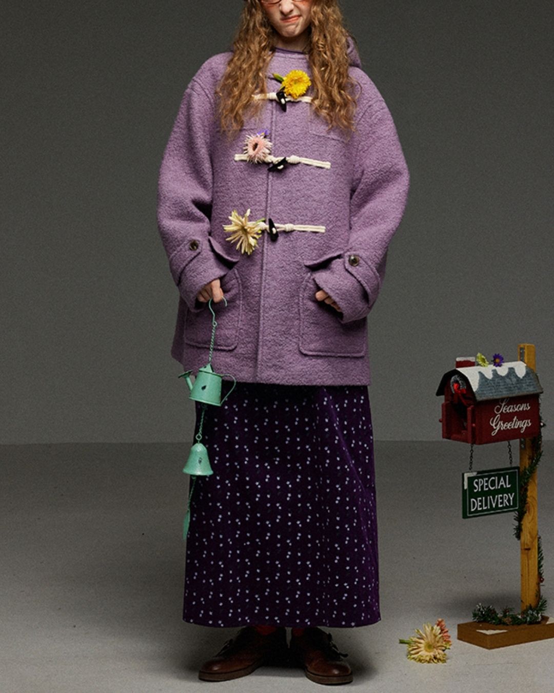 Retro Flower Corduroy Long Skirt　SK013