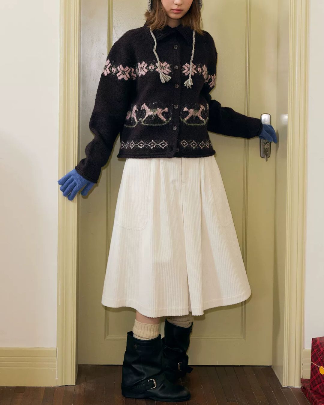Horse Jacquard Collared Knit　KN087