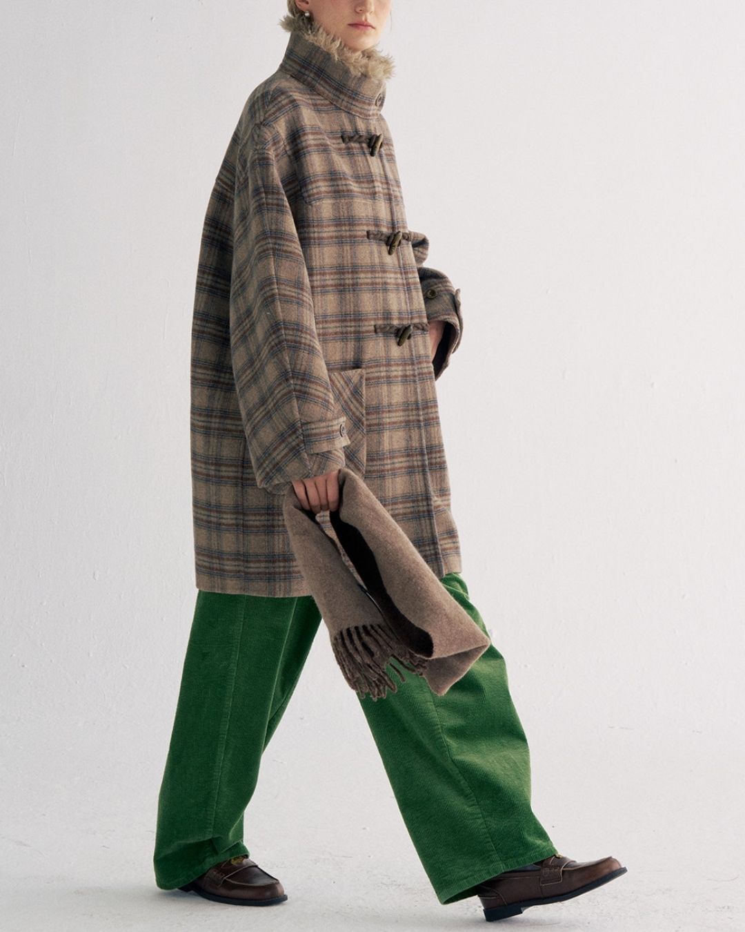 Stand Collar Duffle Check Coat　CT031