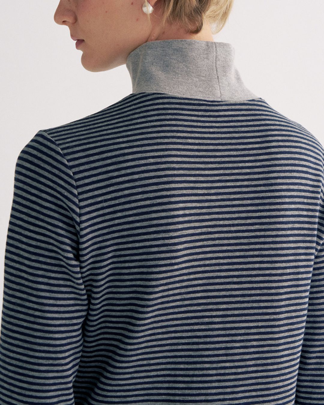 Color Block Faux Layer High Neck Knit　KN083