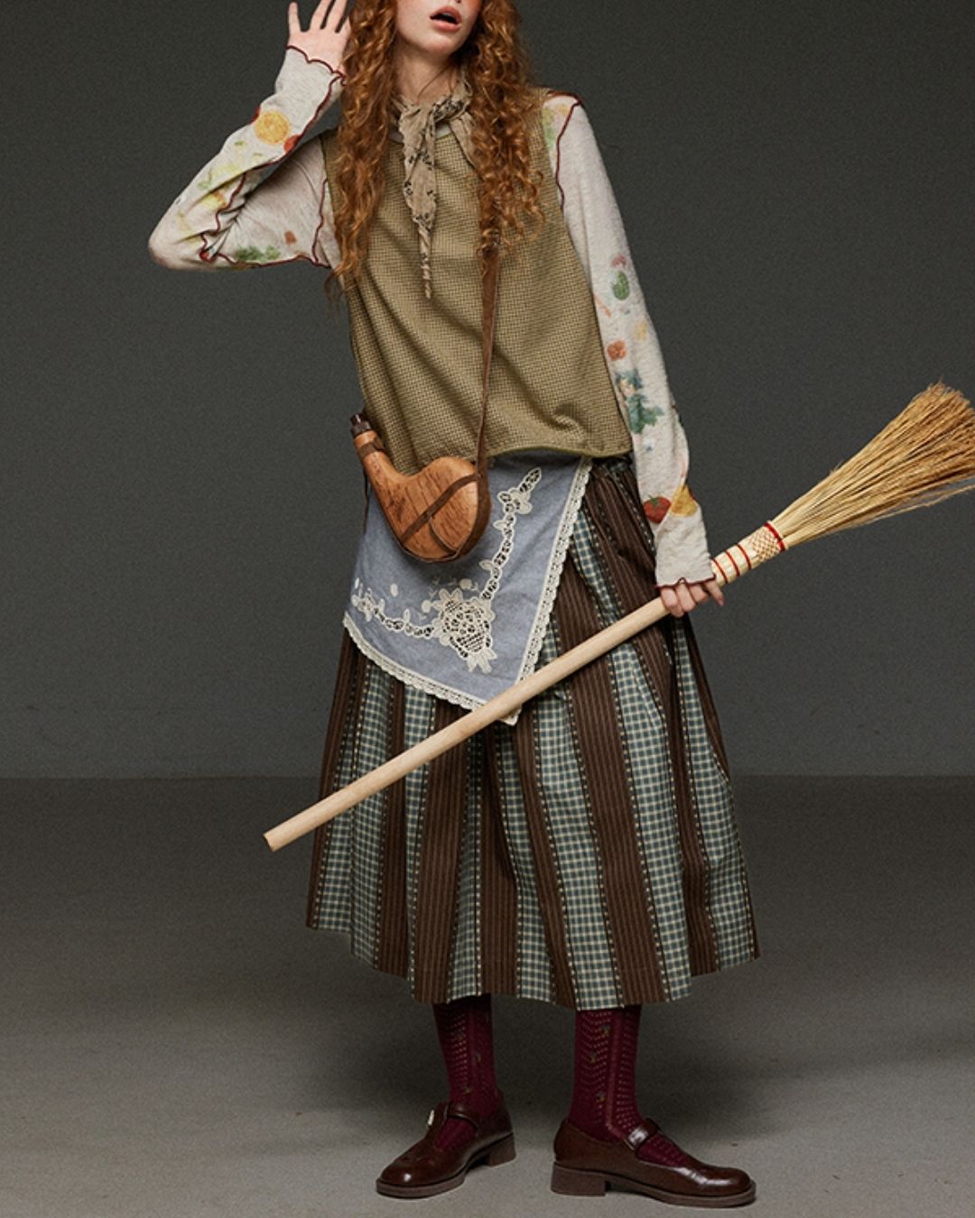 Mellow Frill Stitch Print T-shirt　LT011