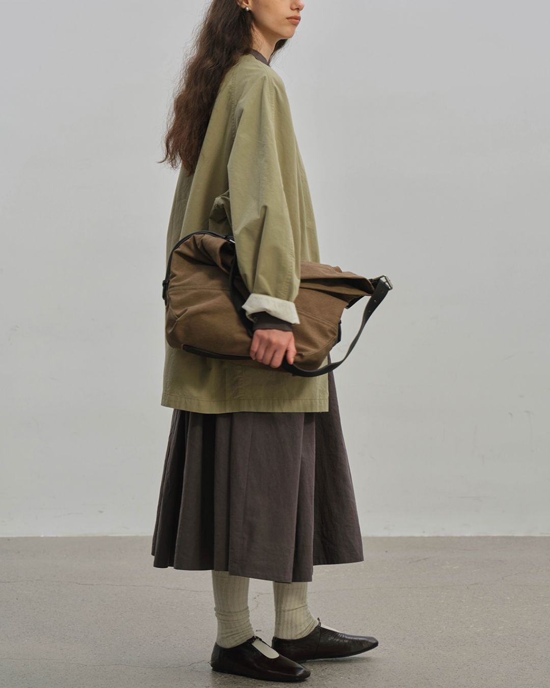 Collarless Mid-length Coat　CT005