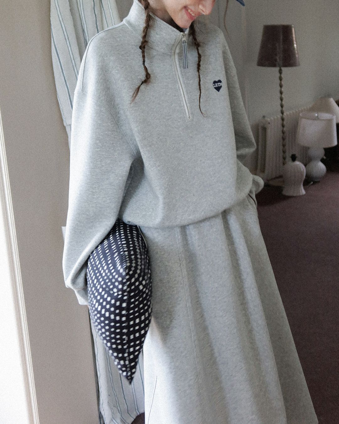 Heart Half-zip Sweat & Skirt　SW004