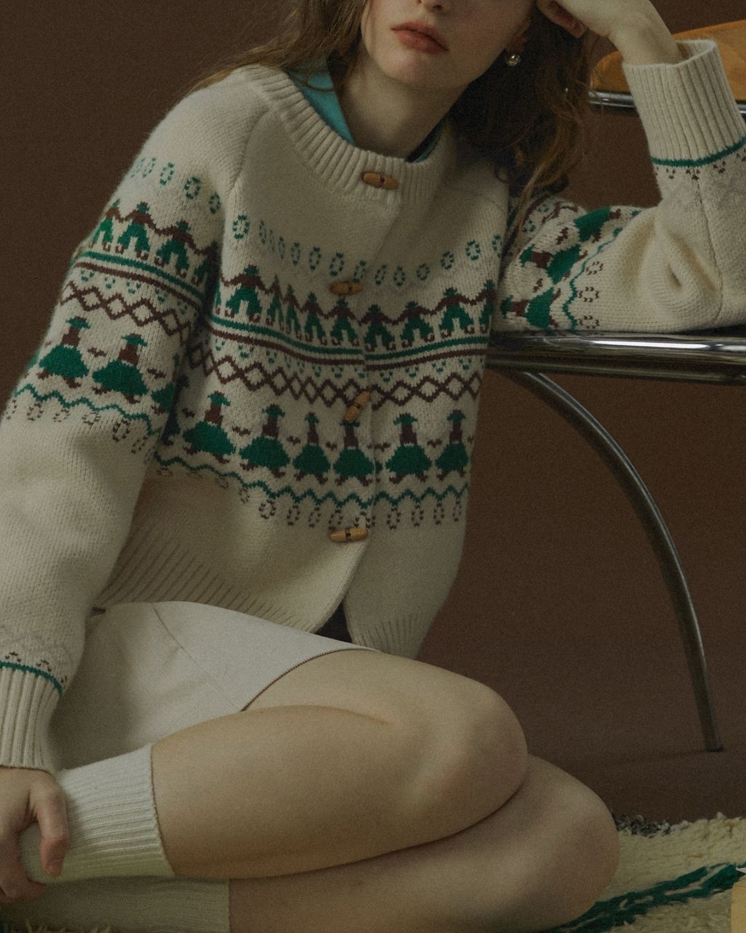 Fair Isle Retro Knit Cardigan　KN039