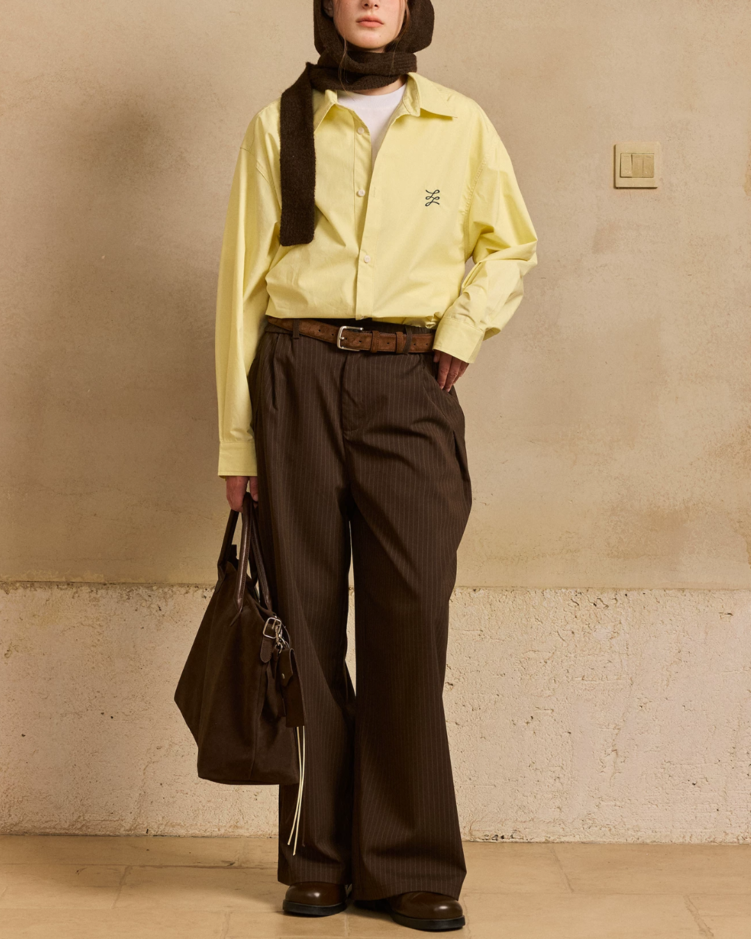 Chest Embroidered Casual Collar Shirt　LS047