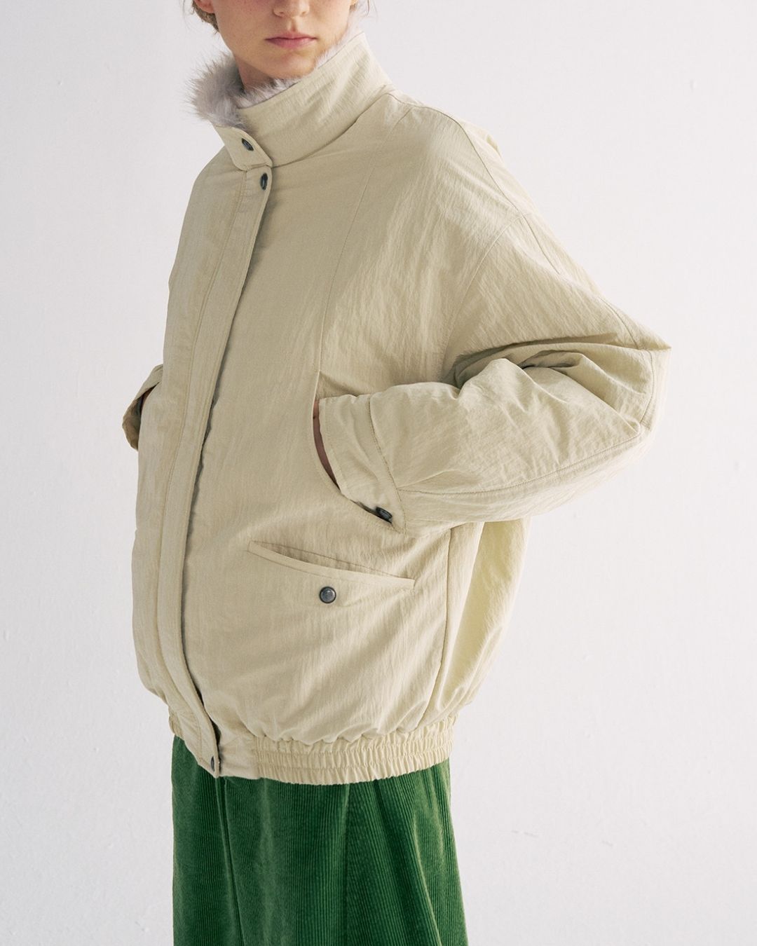 Detachable Fur Collar Quilted Jacket　JK078