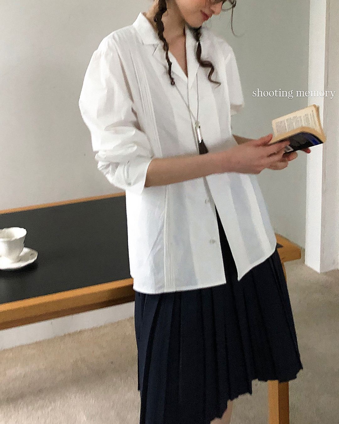 Open Collar Long Sleeve Shirt　LS012