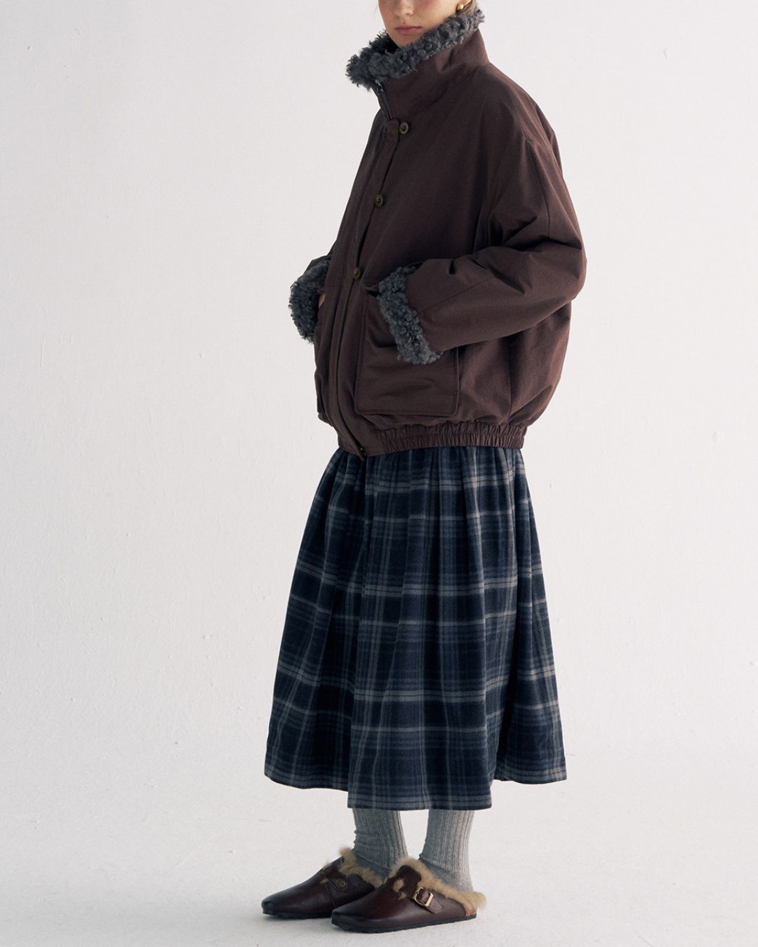 Stand-up Boa Collar Padded Jacket　JK077