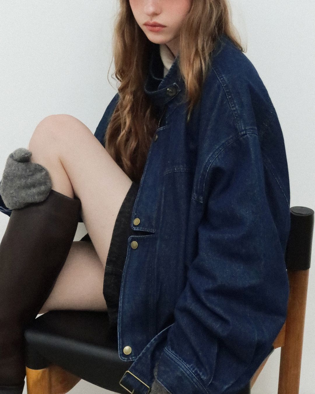 Belted Denim Cropped Jacket　JK026