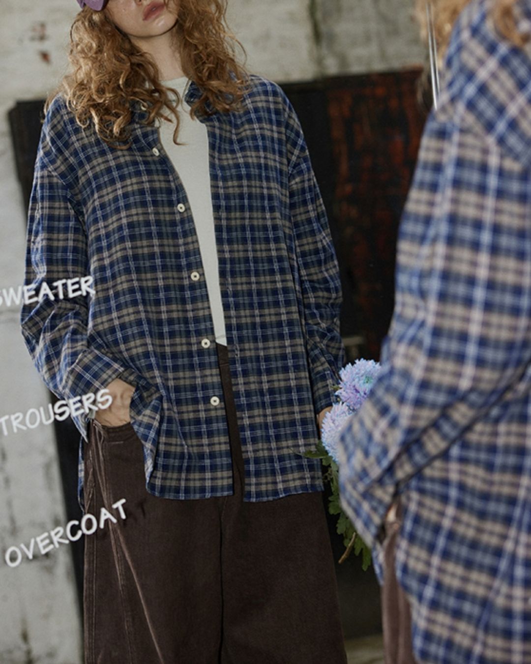 Oversized Checked Cotton Shirt　LS034